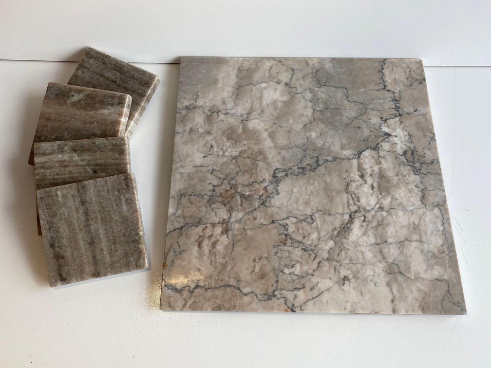Stone Tile Serving Tray and Coaster Set 