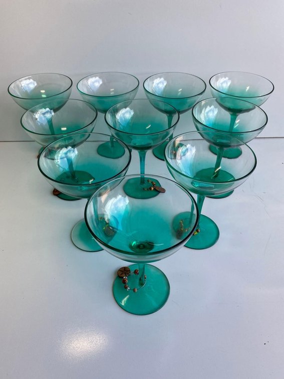 Set of 10 Green Plastic Margarita Glasses 