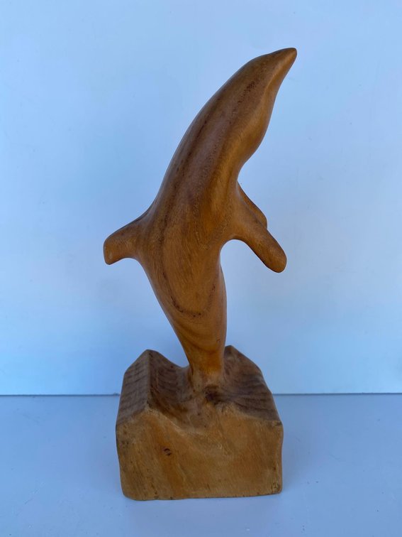 Wood Carved Dolphin Decor 