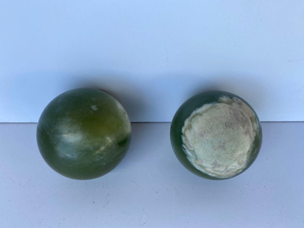 (X's 2) 1 1/2" Green Stone Orbs 