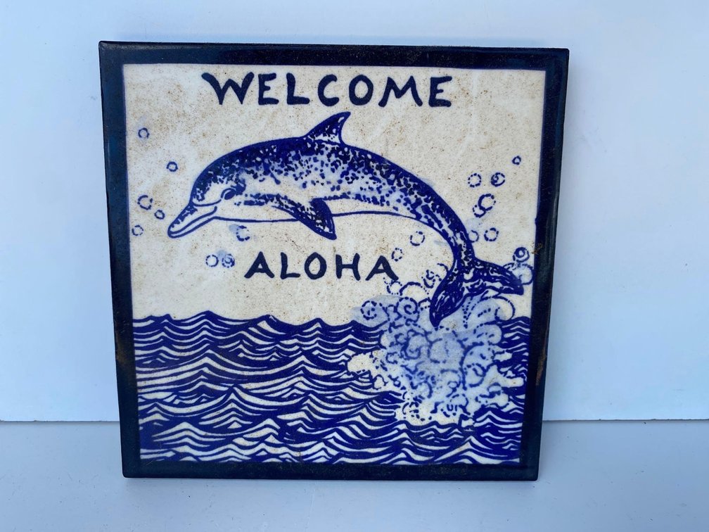 6" "Welcome Aloha" Dolphin Tile 