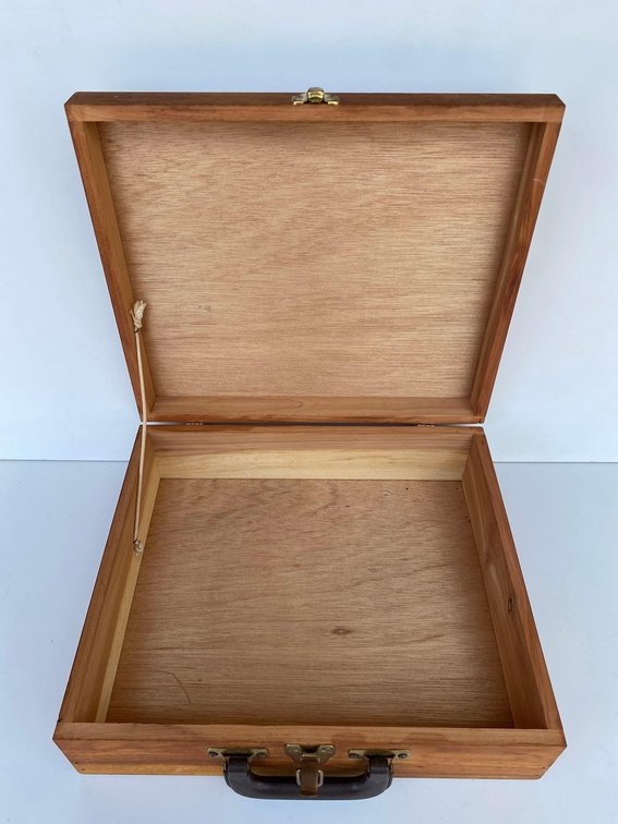 15" Square Wooden Latch Case with Handle 