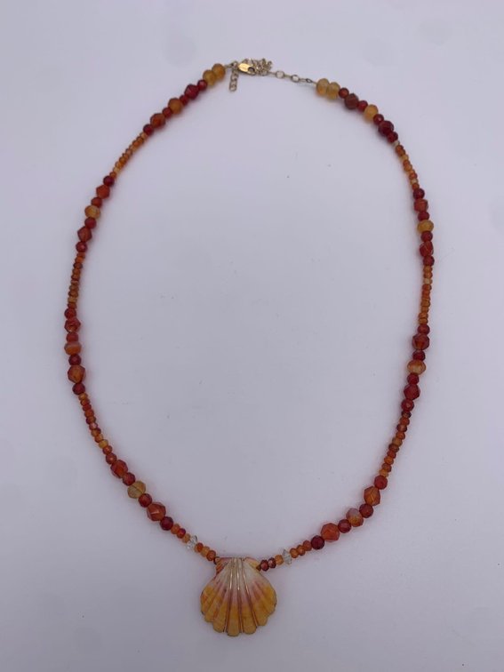Carnelian & Sunrise Shell Necklace or Bracelet GF Clasp