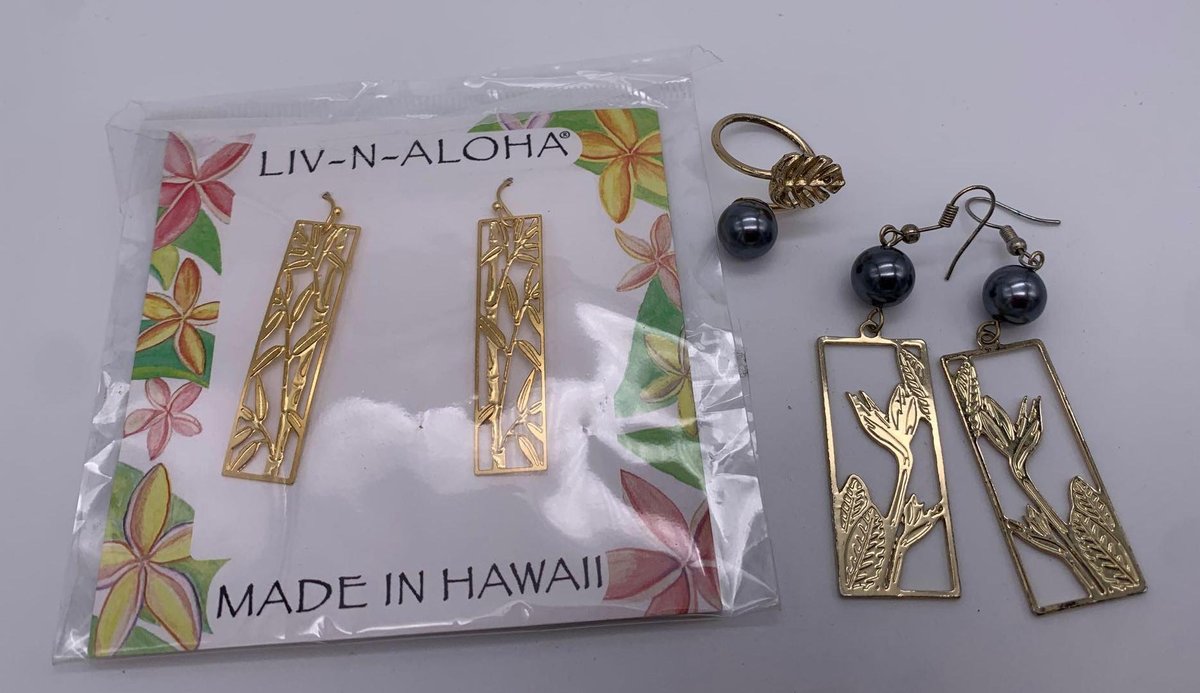 Hawaiian Style Jewelry Lot & 18k gold plated LAM Earrings