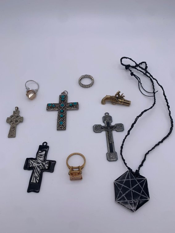 Crosses, Fashion Rings & Clay Necklaces