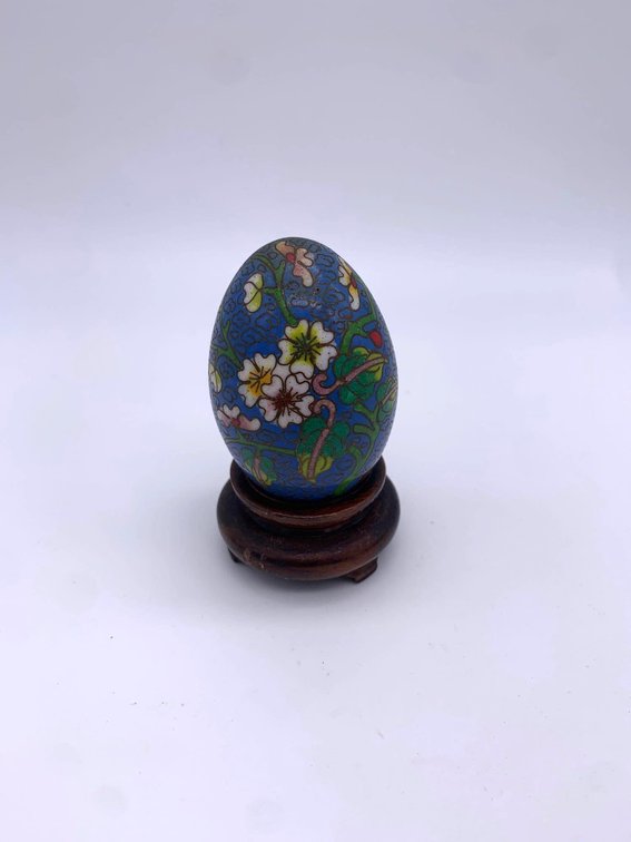 Brass Cloisonné Egg w/ Stand