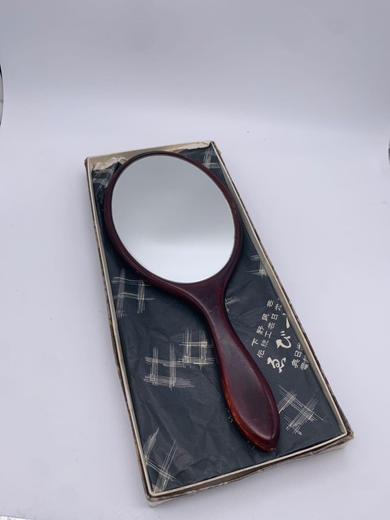 Red Lacquer Japan Hand Mirror