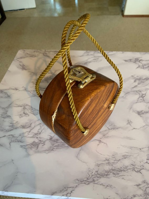 Vintage Wooden Purse w/ Mother of Pearl Clasp