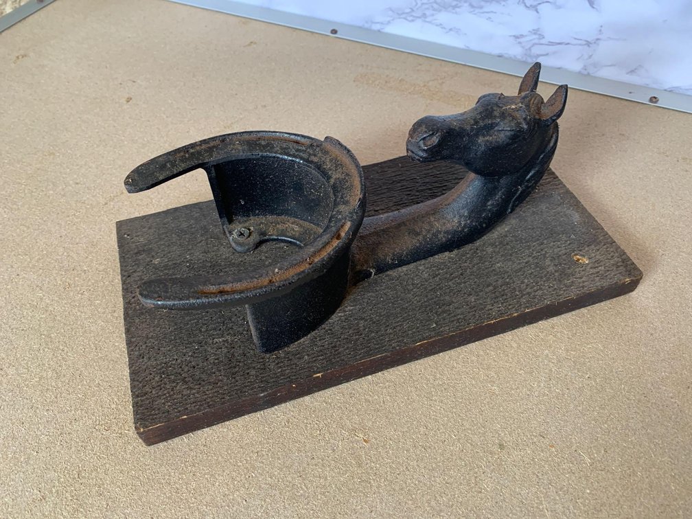 Cast Iron Horse Mounted on Wood