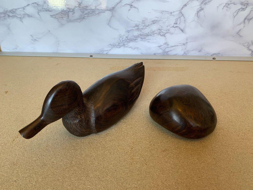 Carved Wood Duck & New Zealand Swamp Rimu