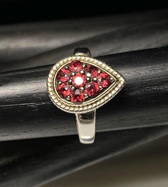 Sterling Silver 925 1.28ctw Round Umba River Rhodolite Ring Size 9