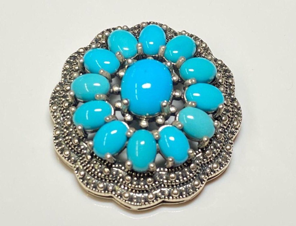 Sterling Silver 925 Sleeping Beauty Turquoise Pendant 