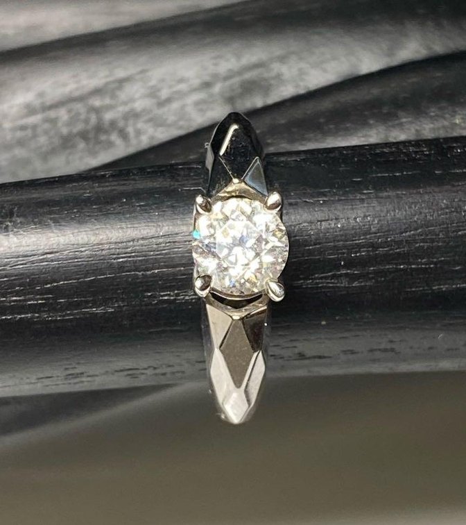 Sterling Silver 925 Round Clear Stone Ring Size 10