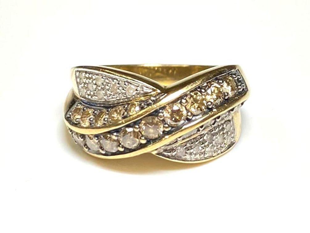 10K 1.12ctw Chocolate with White Diamond Ring Size 8