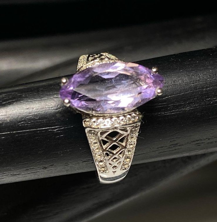 Sterling Silver 925 Amethyst Stone Ring Size 9