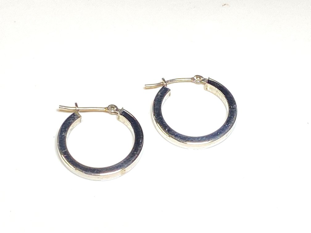 14K White Gold Bold Oval Hoop Earrings 
