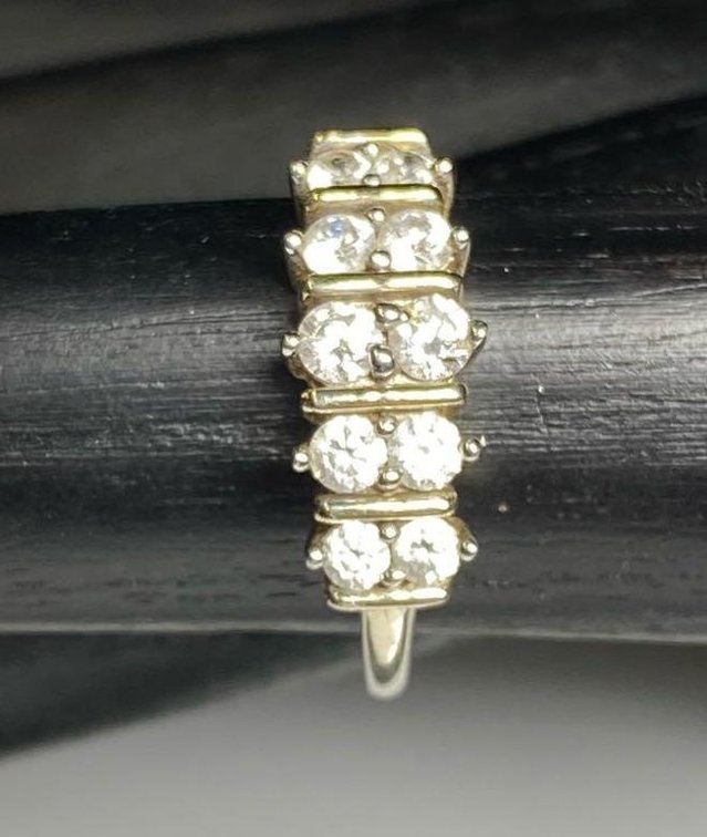 Sterling Silver 925 Ten Tourmaline Stone Ring Size 10