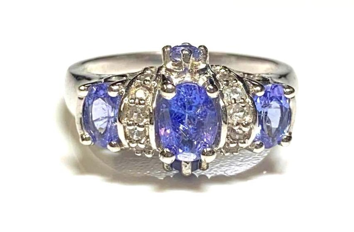 Sterling Silver 925 Tanzanite and Topaz Ring Size 10