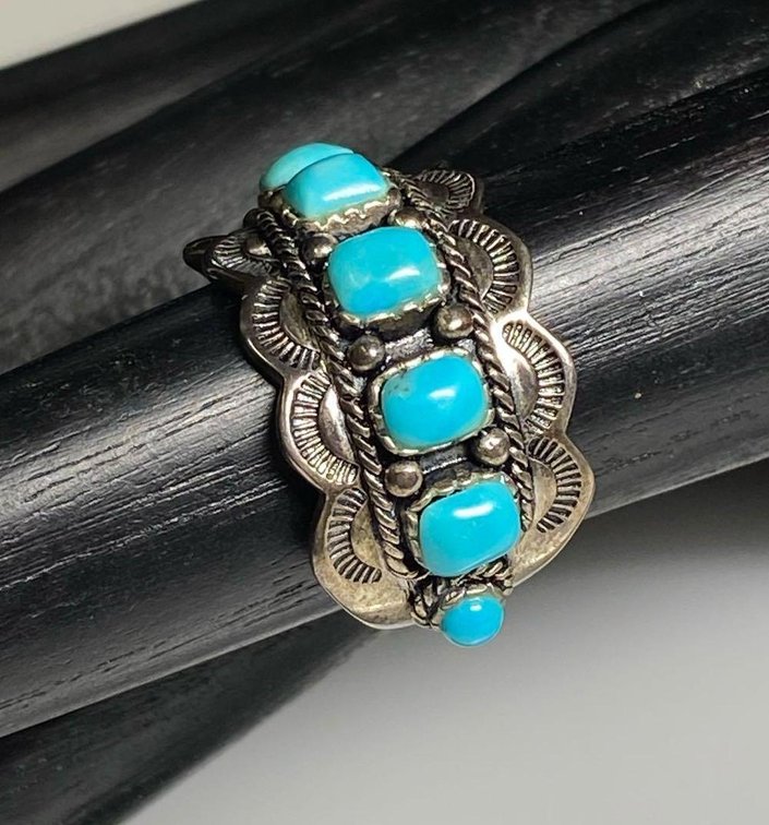 Starling Silver Southwest Style Turquoise Ring Size 10