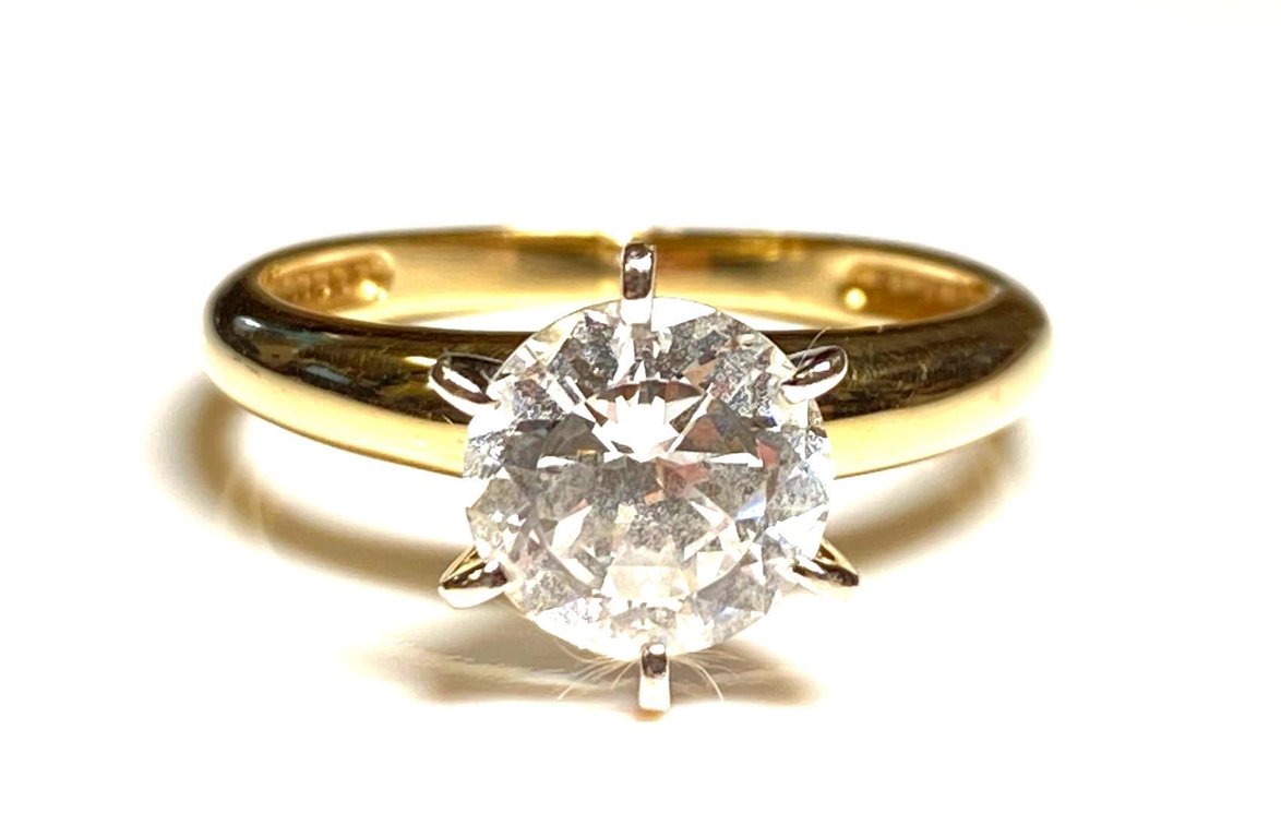 14K Gold Solitaire 2ct Diamonique Ring Size 8