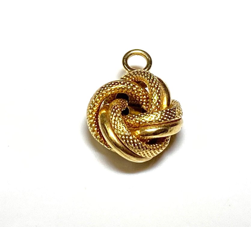 14K Yellow Gold Polished Textured Love Knot Pendant 