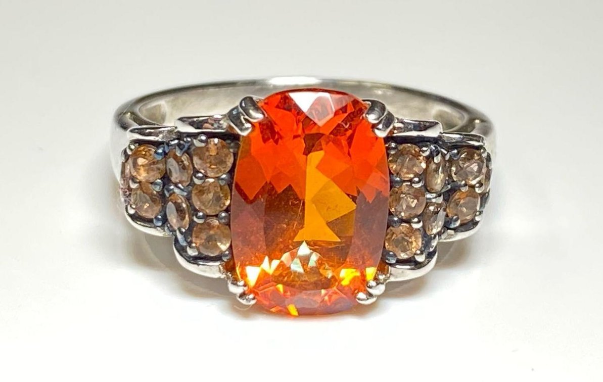 Sterling Silver 925 5.38ctw Vernis Ember Flame / Andalusite Ring Size 9