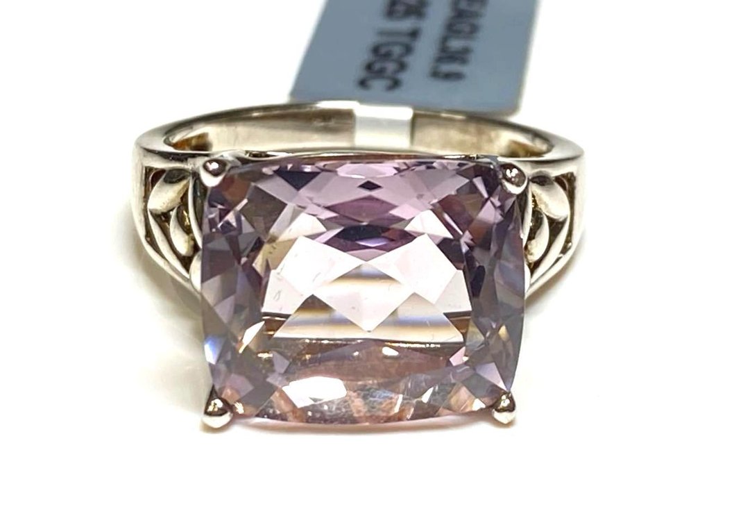 Sterling Silver 925 9.01ctw Rose De France Amethyst Ring Size 9