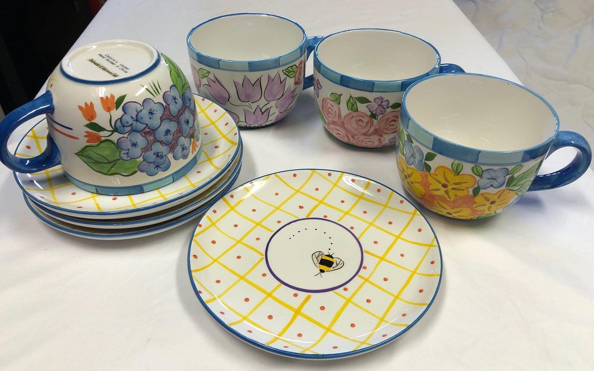 Hand Painted Caroline's Garden Tea Cup & Saucer Set