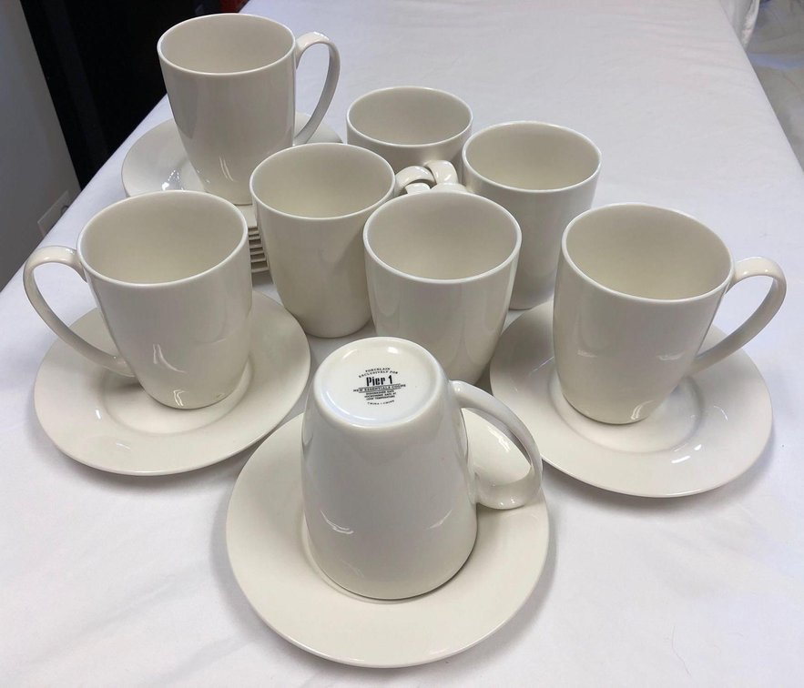 White Tea Cup and Saucer Set by Pier 1