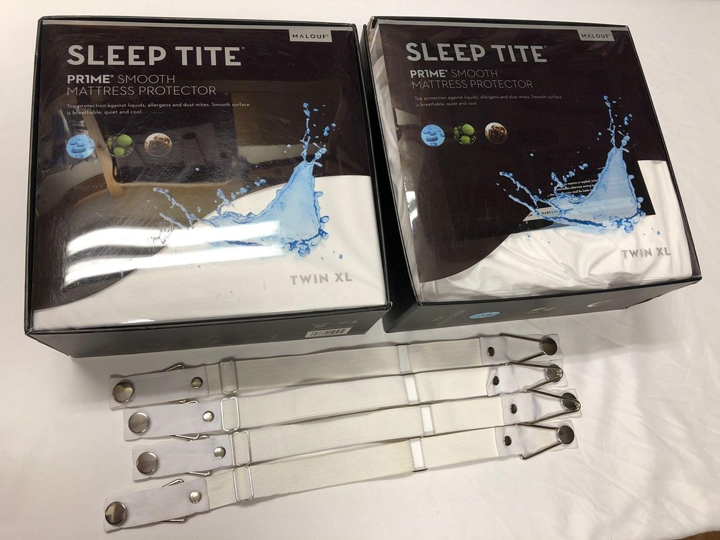 Pair of Twin XL Mattress Protectors and Sheet Fasteners