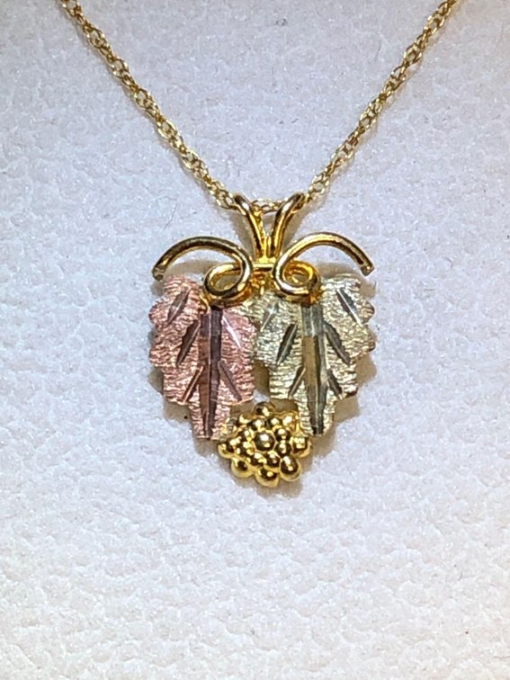 Black Hills Gold Leaf Pendant and Chain