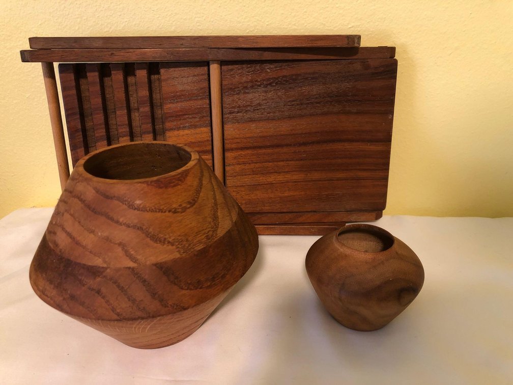 Set of Hand Made Wooden Vases