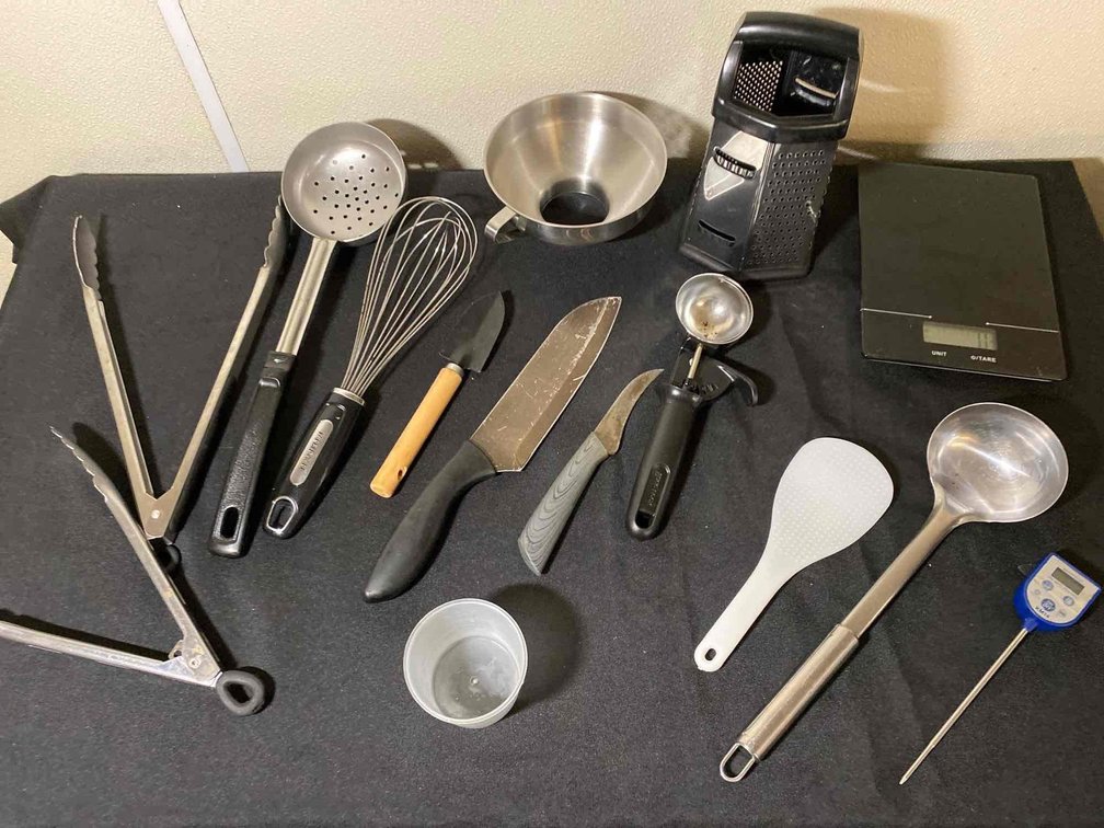 Food Scale and Mixed Kitchen Utensils 