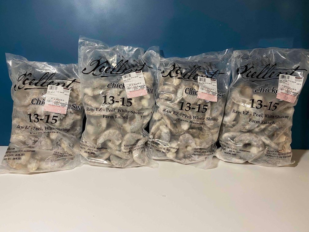(X's 4) 4lb Kirkland Farm Raised White Shrimp (Raw) 