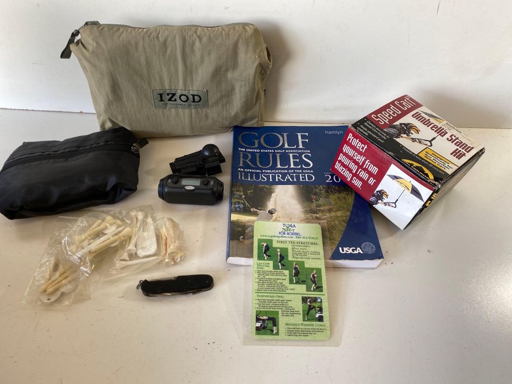 Golf Umbrella Stand Kit, Golf Rules Book, And More 