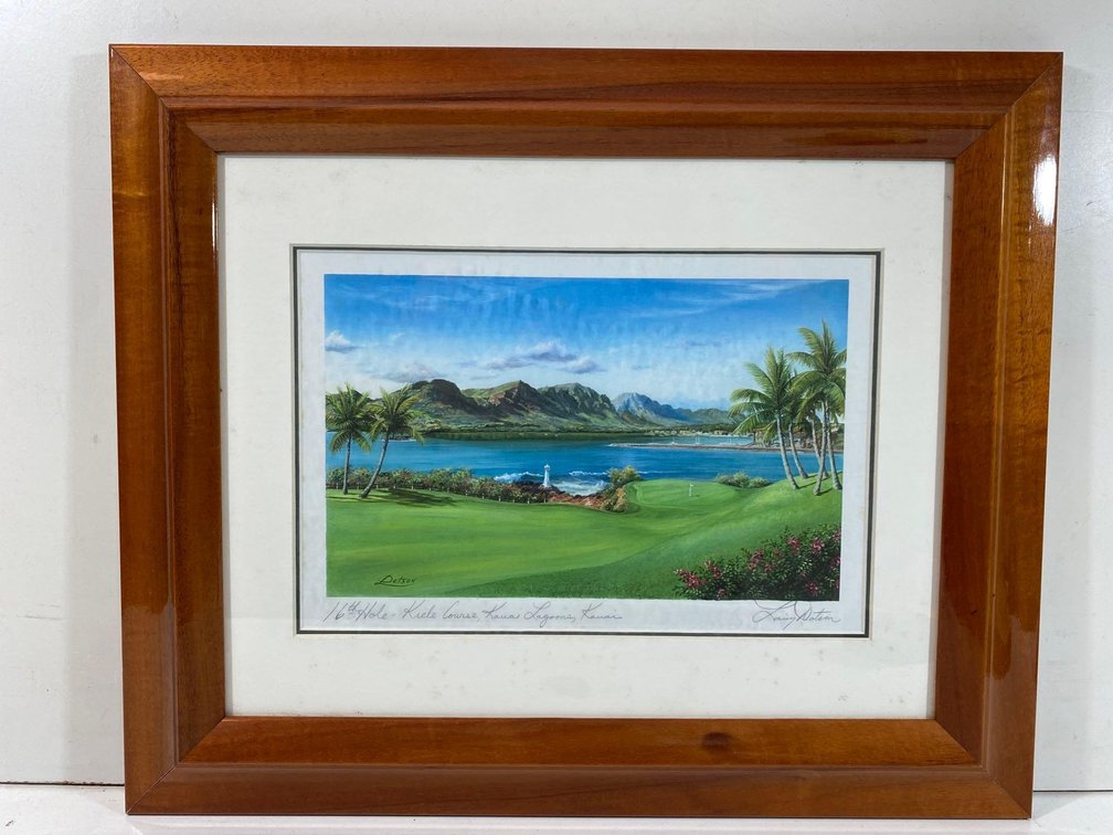 Framed Artist Signed "Golf Memories" By Larry Dotson of the Kiele Course 16th Hole