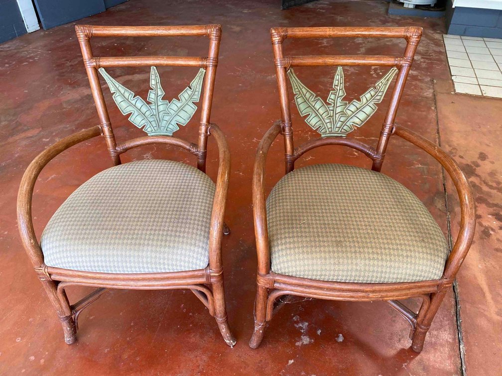 (X's 2) Rattan Style Island Themed Chairs