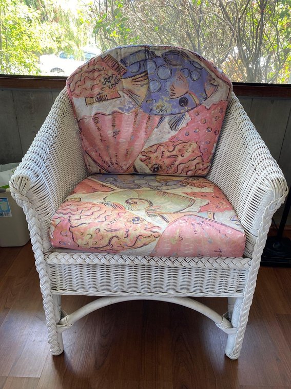 White Wicker Round Back Chair