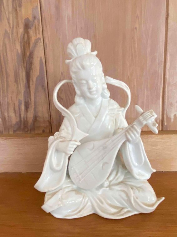 Circa 1970's Porcelain Ceramic Geisha Girl Playing Instrument