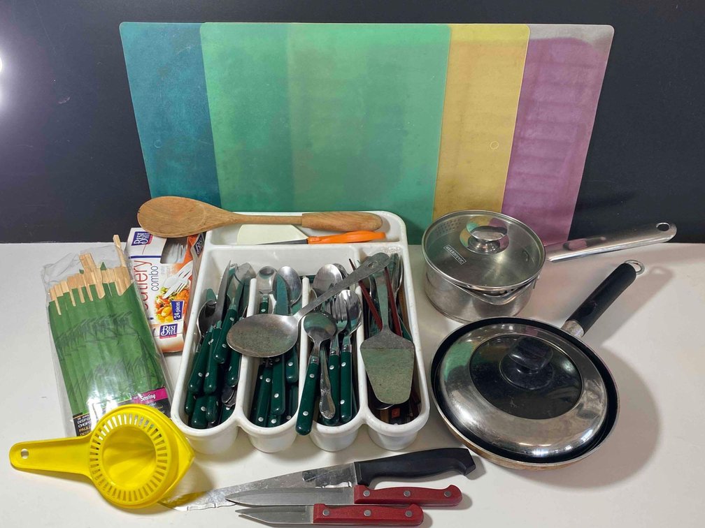 Flatware set and Variety of Kitchen Items 