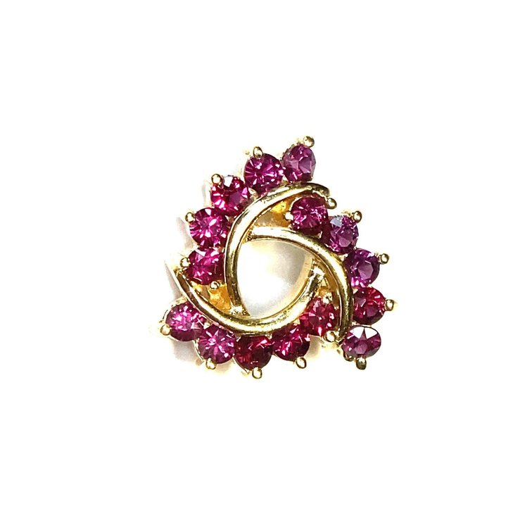 14K Gold Dainty Swirl Design Garnet Estate Slider Pendant