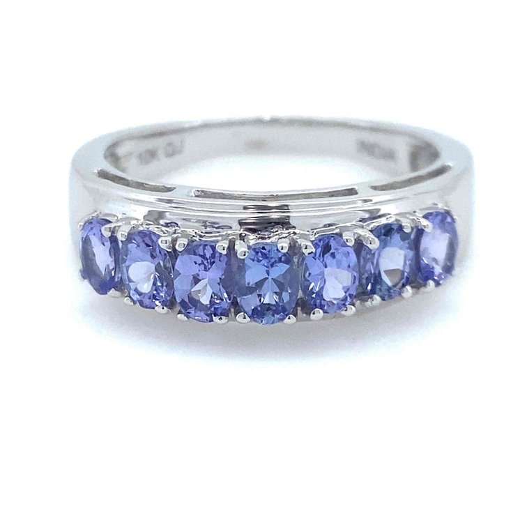 10K White Gold 1.19 Genuine Tanzanite Multi-Stone Ring Size 7