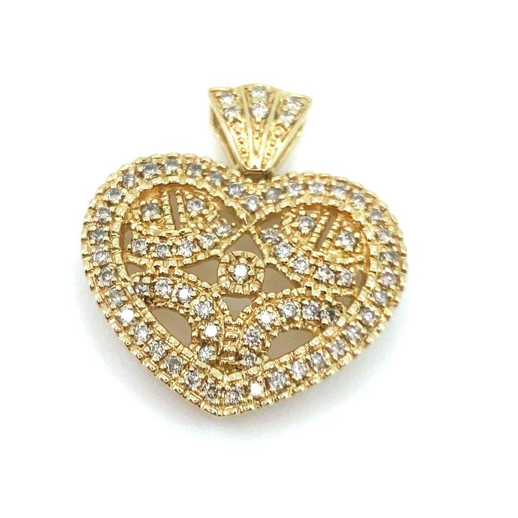 14K Gold Heart Shaped Diamond Pendant