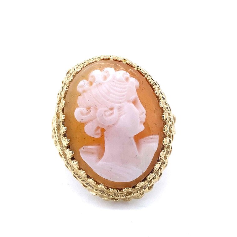 14K Gold Estate Cameo Ring Size 8.5