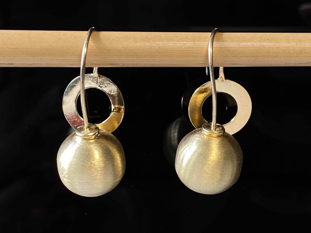 Gold Plated Sterling Silver 925 Unique Threader Double Sided Earrings