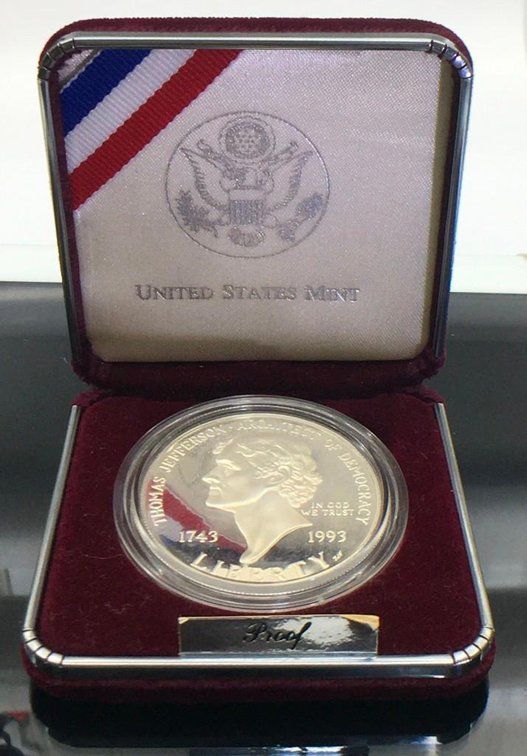 Silver US Dollar Coin Thomas Jefferson Proof