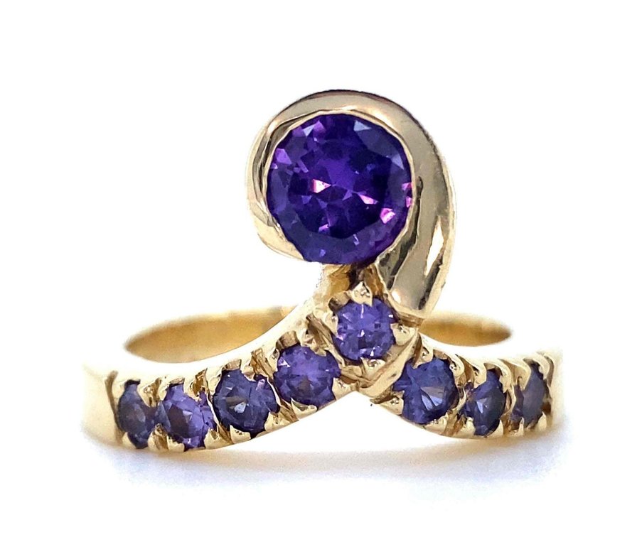 14K Gold Purple Topaz Half Infinity Estate Ring Size 6.5