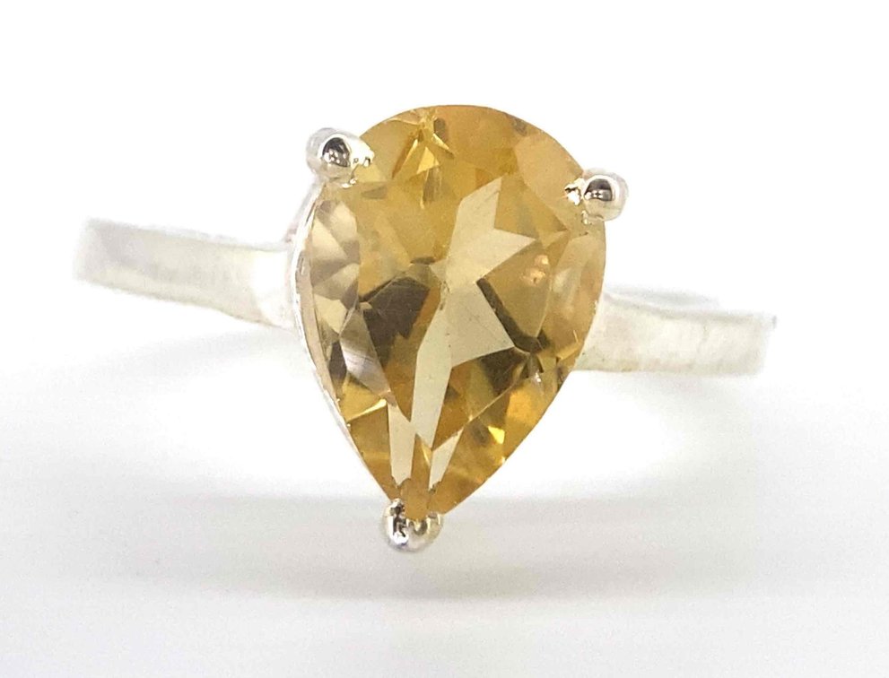 Genuine Citrine Sterling Silver Ring  Size 5