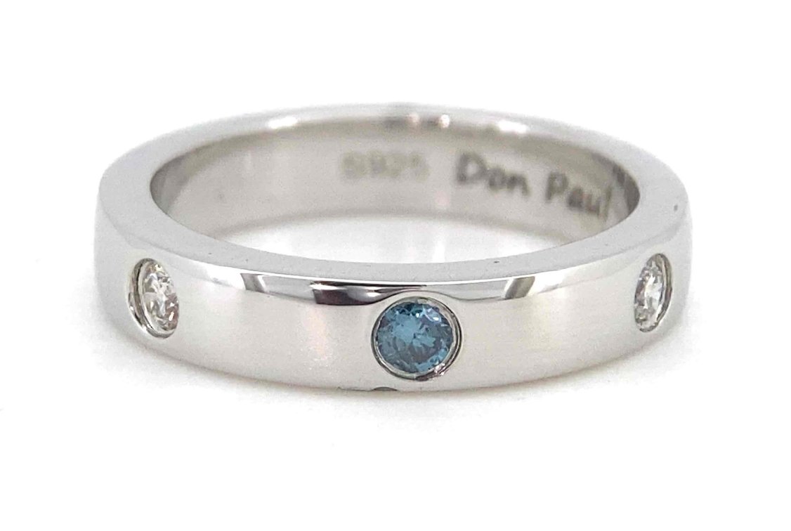 Diamond Ring Blue And White Diamonds  Size 6