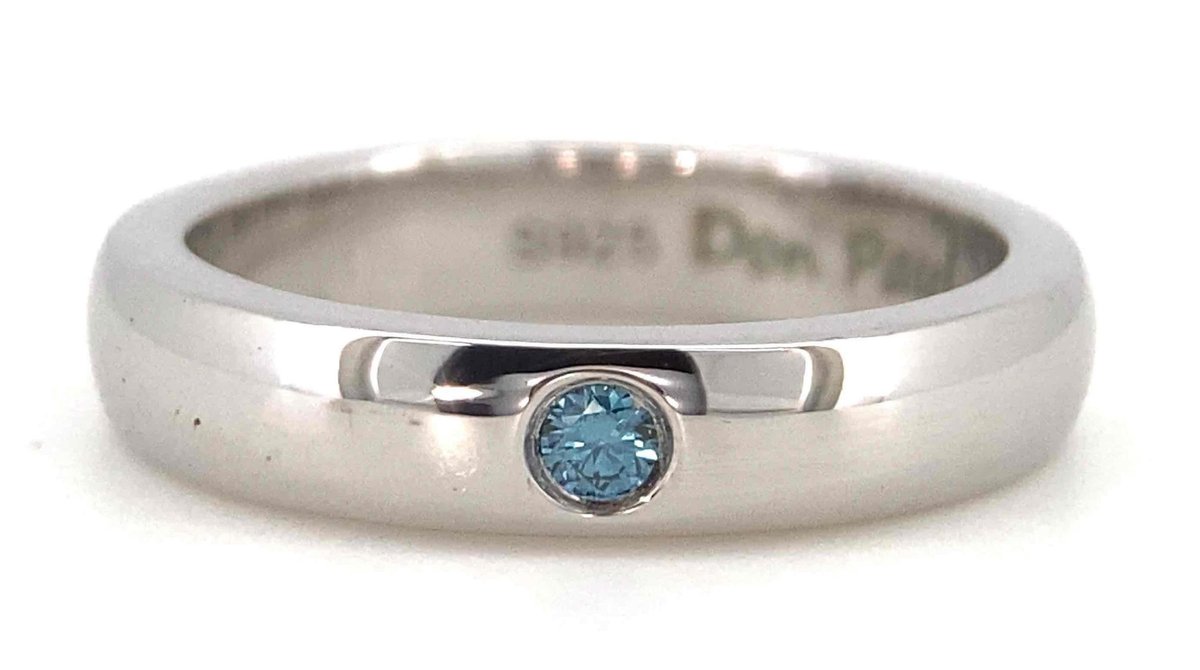 Diamond Ring Blue Diamond Solitaire Ring Size 5.5